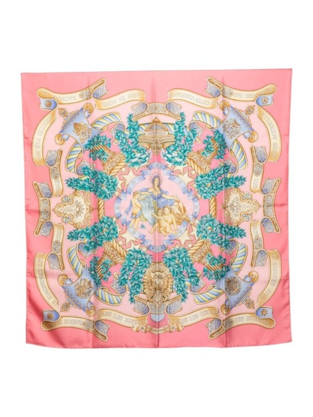 Hermes Carre 90 Europe Scarf Pink Multicolor Silk